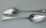 Pair George III Newcastle tablespoons circa 1790 Langlands Robertson Prince of Wales Feathers