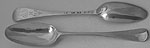 Pair George II Hanoverian tablespoons London 1733 William Soame King's head engraved 