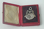 George III silver-gilt revolving fob seal circa 1775 red leather case Peck arms crest