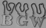 three Victorian silver plated wine labels G[in]. W[hiskey] and B[randy] J. Gilbert of Birmingham circa 1880