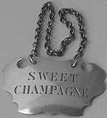 Victorian escutcheon wine label SWEET CHAMPAGNE London 1846 SW
