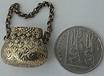 George III hand bag vinaigrette silver gilt simulating ermine Birmingham 1822 L & Company