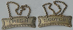 Pair Victorian silver gilt wine labels feather edge SCOTCH IRISH London 1895 Peter HEnderson Deare