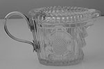 George III glass milk jug silver handle circa 1820