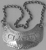 George III shaped crescent wine label CLARET unmarked circa 1780